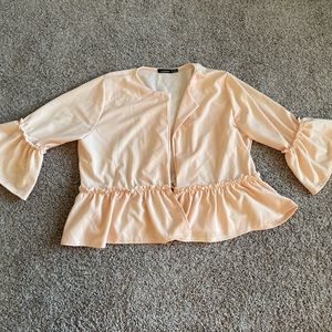 Boohoo soft peach Crop blazer/jacket